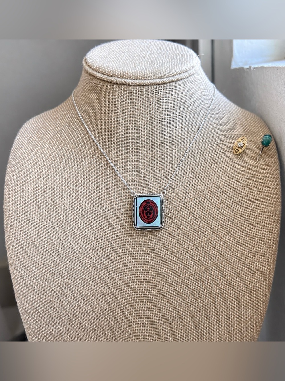 Southwestern Navajo Nation Picture Sterling Silver 925 Necklace - Picture 2 of 7